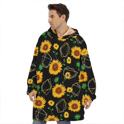 Sunflower Polygonal Pattern Print Hoodie Blanket