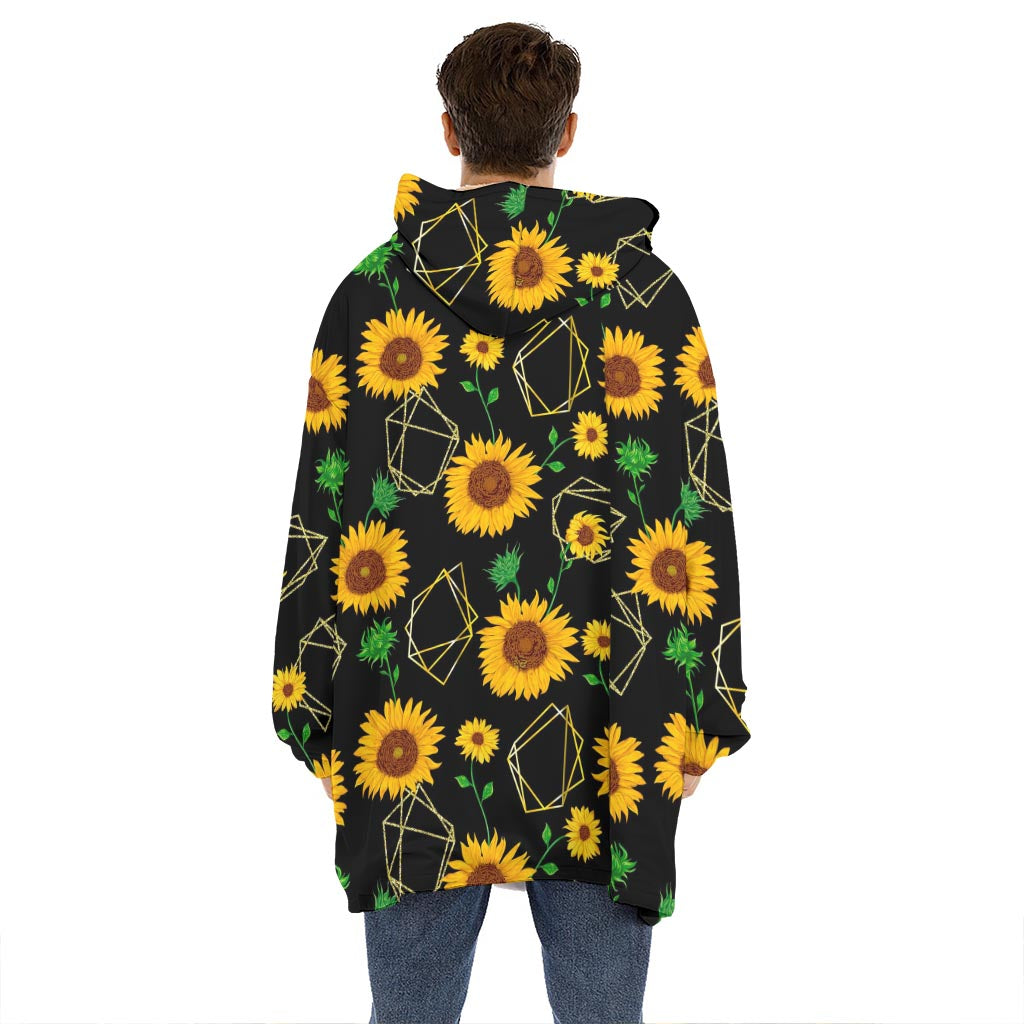 Sunflower Polygonal Pattern Print Hoodie Blanket