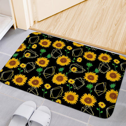 Sunflower Polygonal Pattern Print Indoor Door Mat