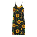 Sunflower Polygonal Pattern Print Jersey Midi Cami Dress