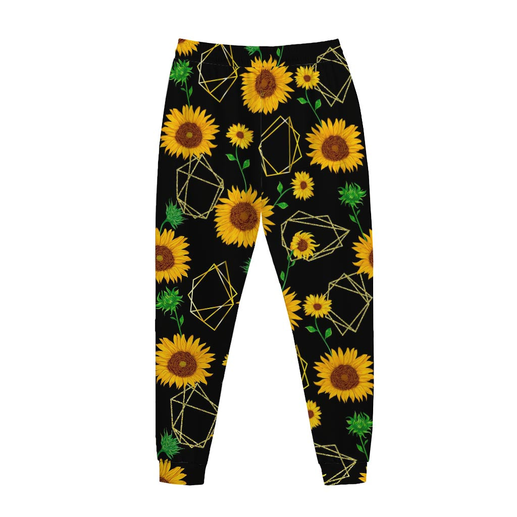 Sunflower Polygonal Pattern Print Jogger Pants