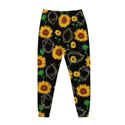 Sunflower Polygonal Pattern Print Jogger Pants