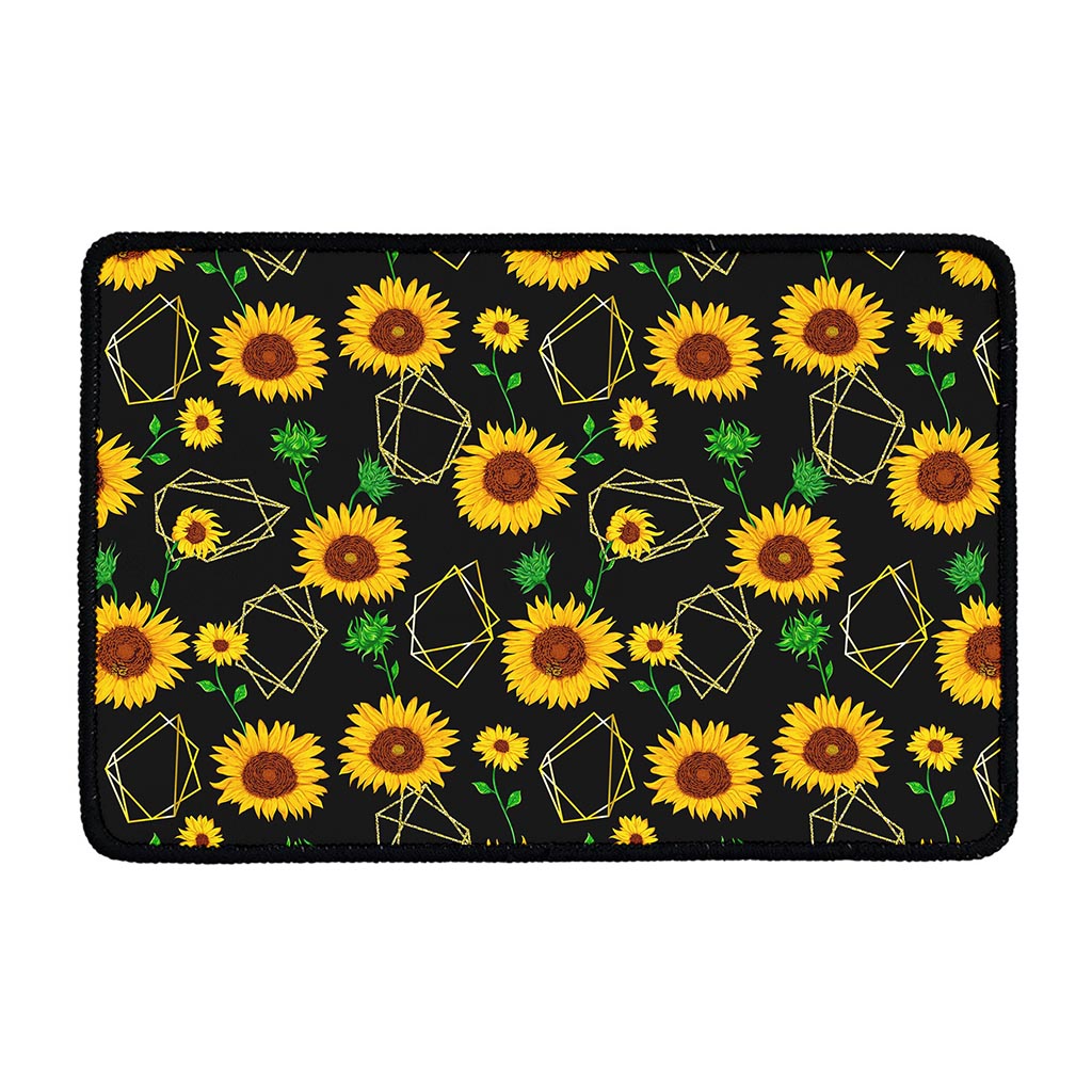 Sunflower Polygonal Pattern Print Kitchen Mat