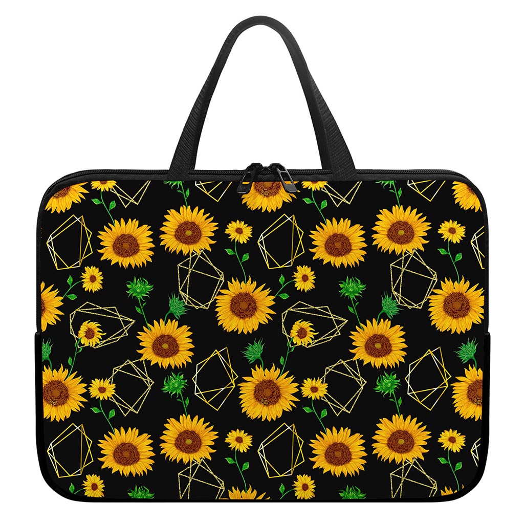 Sunflower Polygonal Pattern Print Laptop Sleeve With Handle