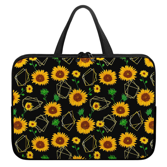 Sunflower Polygonal Pattern Print Laptop Sleeve With Handle