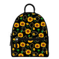 Sunflower Polygonal Pattern Print Leather Backpack