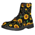 Sunflower Polygonal Pattern Print Lace-Up Boots
