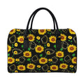 Sunflower Polygonal Pattern Print Leather Duffel Bag