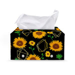 Sunflower Polygonal Pattern Print Leather Tissue Box Cover