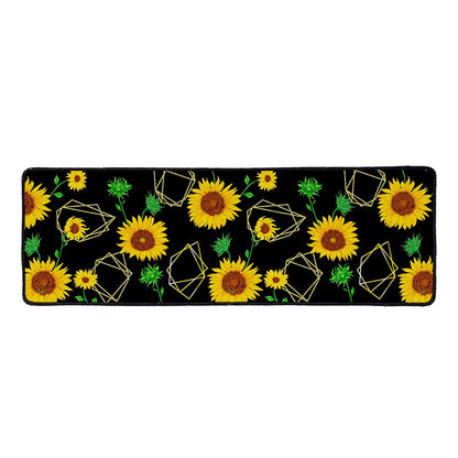Sunflower Polygonal Pattern Print Long Kitchen Mat