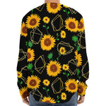 Sunflower Polygonal Pattern Print Long Sleeve Baseball Jersey