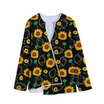 Sunflower Polygonal Pattern Print Long Sleeve Short Coat