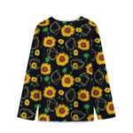 Sunflower Polygonal Pattern Print Long Sleeve Short Coat