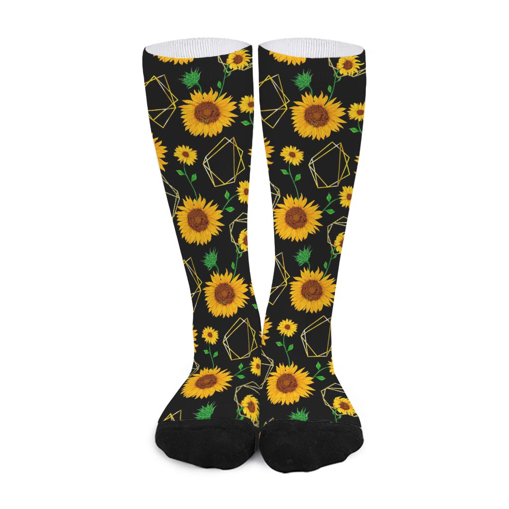 Sunflower Polygonal Pattern Print Long Socks