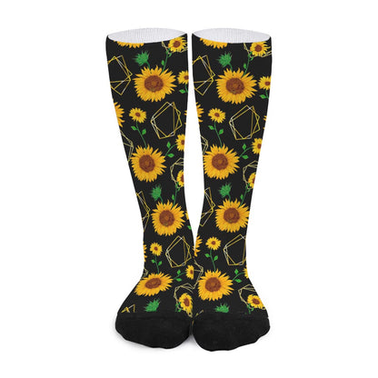 Sunflower Polygonal Pattern Print Long Socks
