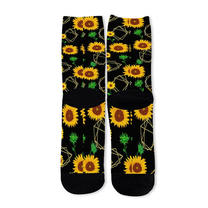 Sunflower Polygonal Pattern Print Long Socks