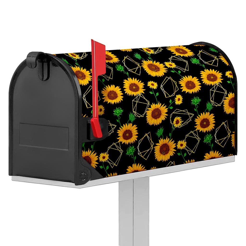 Sunflower Polygonal Pattern Print Mailbox Cover