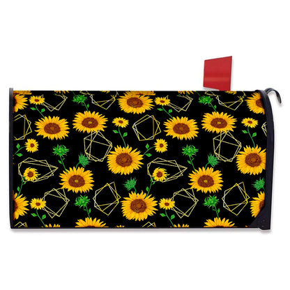 Sunflower Polygonal Pattern Print Mailbox Cover