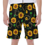 Sunflower Polygonal Pattern Print Men's Beach Shorts