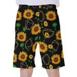 Sunflower Polygonal Pattern Print Men's Beach Shorts