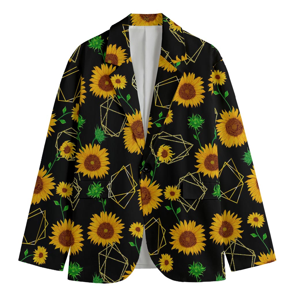 Sunflower Polygonal Pattern Print Men's Blazer