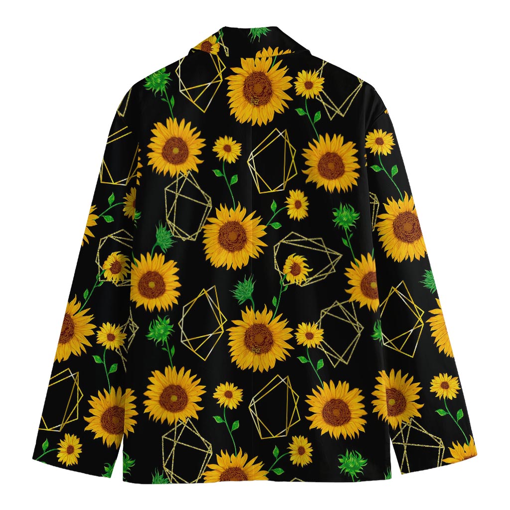 Sunflower Polygonal Pattern Print Men's Blazer