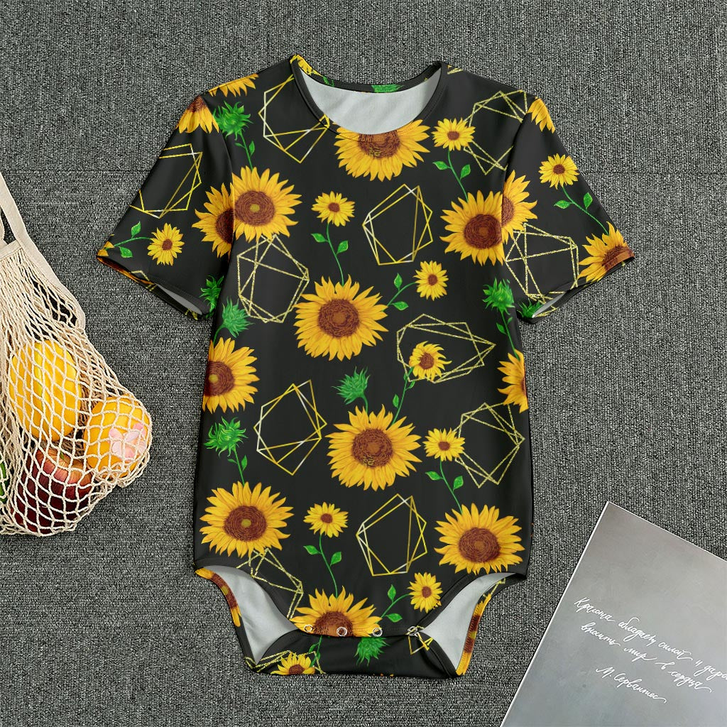 Sunflower Polygonal Pattern Print Men's Bodysuit