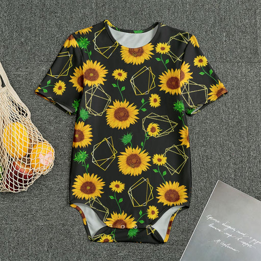 Sunflower Polygonal Pattern Print Men's Bodysuit