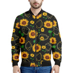 Sunflower Polygonal Pattern Print Men's Bomber Jacket