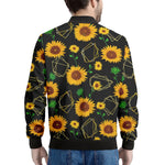 Sunflower Polygonal Pattern Print Men's Bomber Jacket