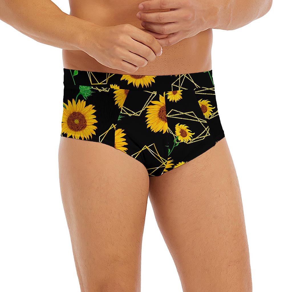 Sunflower Polygonal Pattern Print Men's Briefs