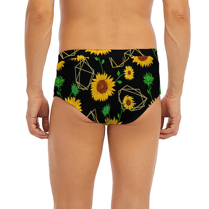 Sunflower Polygonal Pattern Print Men's Briefs