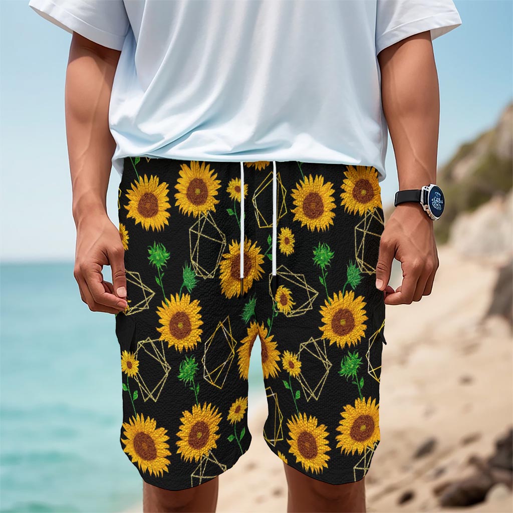 Sunflower Polygonal Pattern Print Men's Cargo Shorts