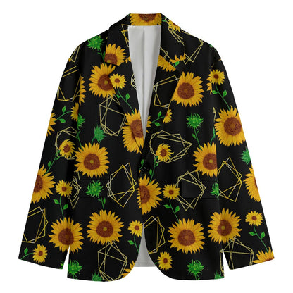 Sunflower Polygonal Pattern Print Men's Cotton Blazer