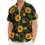 Sunflower Polygonal Pattern Print Men's Deep V-Neck Shirt