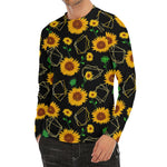 Sunflower Polygonal Pattern Print Men's Long Sleeve Rash Guard