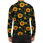 Sunflower Polygonal Pattern Print Men's Long Sleeve Rash Guard