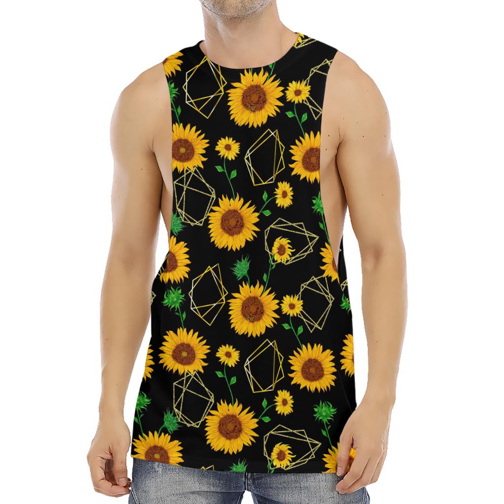 Sunflower Polygonal Pattern Print Men's Muscle Tank Top
