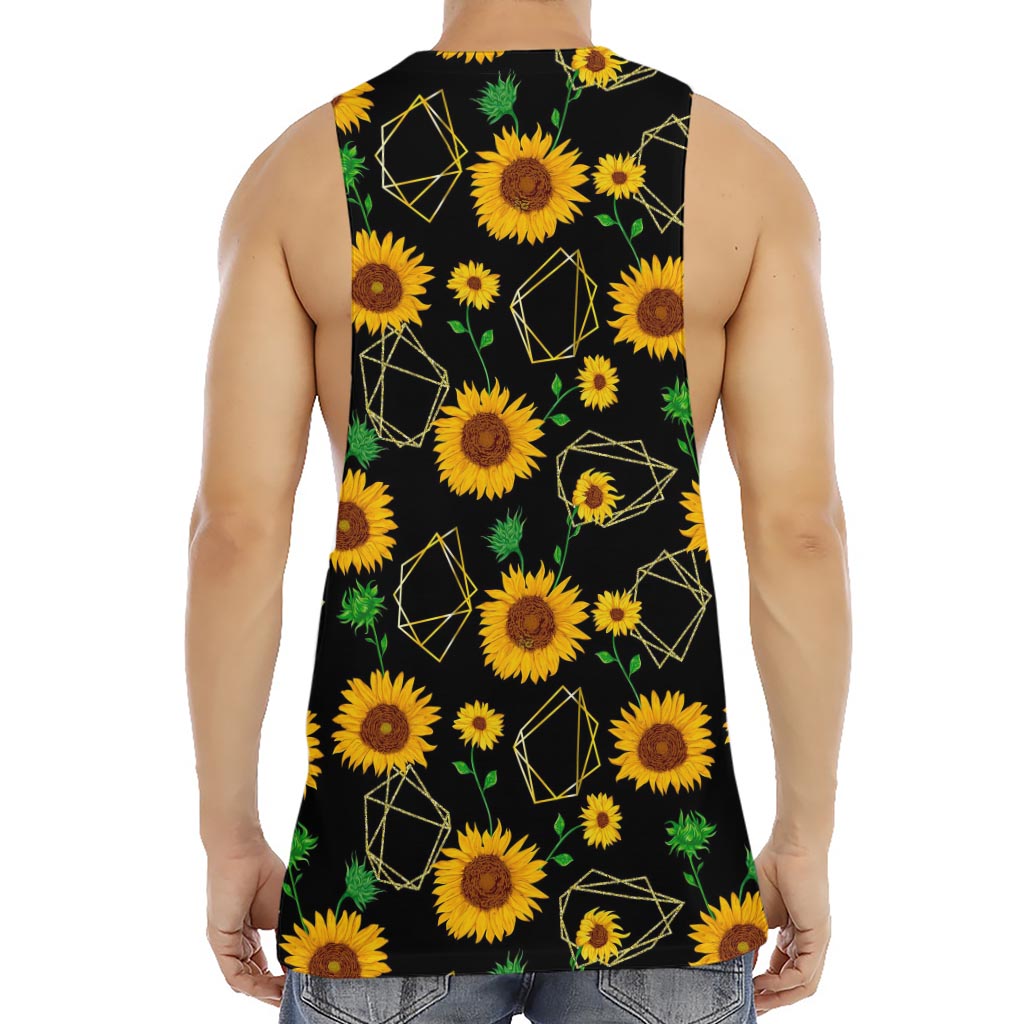 Sunflower Polygonal Pattern Print Men's Muscle Tank Top
