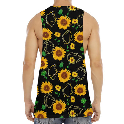 Sunflower Polygonal Pattern Print Men's Muscle Tank Top