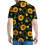 Sunflower Polygonal Pattern Print Men's Polo Shirt