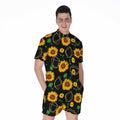Sunflower Polygonal Pattern Print Men's Romper