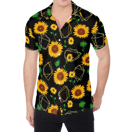 Sunflower Polygonal Pattern Print Men's Shirt