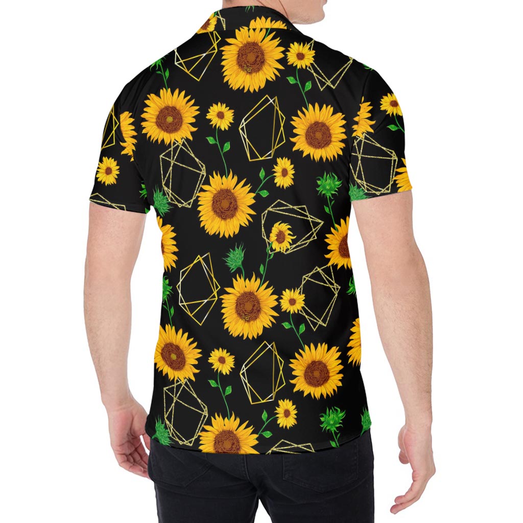 Sunflower Polygonal Pattern Print Men's Shirt