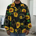 Sunflower Polygonal Pattern Print Men's Shirt Jacket