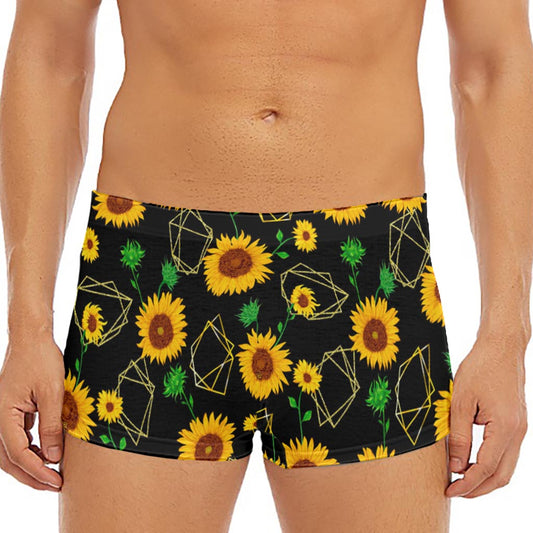 Sunflower Polygonal Pattern Print Men's Short Boxer Briefs