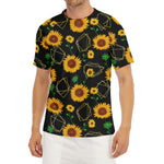 Sunflower Polygonal Pattern Print Men's Short Sleeve Rash Guard