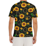 Sunflower Polygonal Pattern Print Men's Short Sleeve Rash Guard