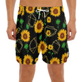 Sunflower Polygonal Pattern Print Men's Split Running Shorts