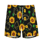 Sunflower Polygonal Pattern Print Men's Sports Shorts